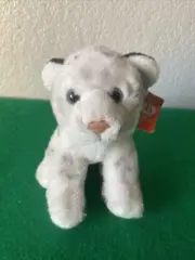 Wild Republic White Snow Tiger Plush Sitting W/ Blue Eyes Hard Nose 7” (V)