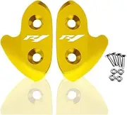 for YA&MAHA YZF-R1 2015-2019 Motorcycle Mirror Hole Cover Windscreen Driven Decorative Cap(Gold,for R1 Logo)
