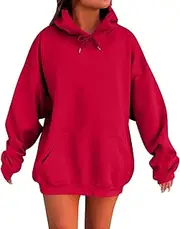 [Yubnlvae] Sales Today Clearance my the orders peime Womens Pullover Hoodie Preppy Clothes Hooded Tunic Pullover Women Bright Red Hoodie Womens Hoodies Pullover Clearance Plus Size Womens Hoodies, Red