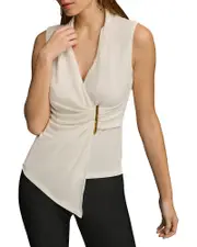 Donna Karan Hardware Sleeveless V Neck Top
