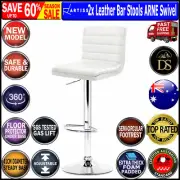 Artiss 2x Leather Bar Stools ARNE Swivel Bar Stool Kitchen Chairs White Gas Lift