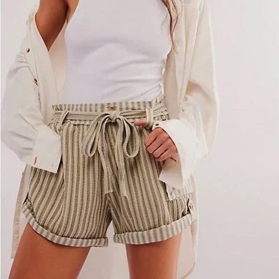 NWT Free People FP One Harriet Mint Chip Combo High Waist Shorts sz L