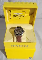Invicta 22070 Pro Diver 43MM Men's Brown Leather Watch NIB