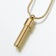 Gold Vermeil Double Chamber Cylinder Memorial Pendant Funeral Cremation Urn