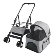 Large 4Wheel Pet Stroller Foldable Carrier Strolling Cart Cat Dog Pram Pushchair