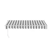 ALEKO Grey White Striped 13X10 ft Retractable Home Patio Canopy Awning