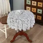 Round White Lace Tablecloth Rustic Table Protector for Party Banquet Kitchen
