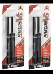 Pilot Precise V5 Rolling Ball Extra Fine Point Pens, Black Ink 2 ct (PACK OF 2)