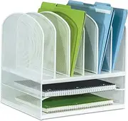 Safco ProductsProfessional Steel Mesh Onyx 2 Tray, 6 Sorter Desktop Organizer - Durable, Stylish Product for Home, Office and Classroom Organization- 13.75" L x 11.5" W x 13" H