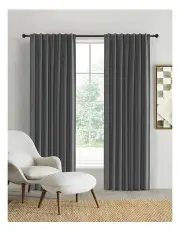 [Sherwood Home] 100% Blockout Concealed Tab Top Curtain Pair 90x223cm in Pepper