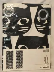 IKEA Mattram Black White Mod Niina Aalto Cat Curtain Two Panels 57" x 98" NEW!
