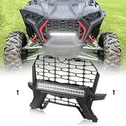Yurefax RZR UTV Front Lower Mesh Grill with LED Light Compatible with, for Polaris, RZR XP 4 Turbo S RZR XP 4 1000 XP 1000 2019-2023 Motorcycle Indicator Light