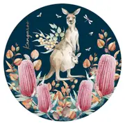 LMD Kangaroo Ceramic Surface Protector Trivet Home Decor Round 25cm Navy