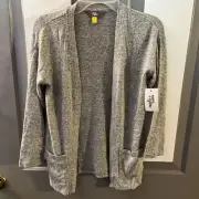 Rumi + Ryder The Feather Gray Open Cardigan Pockets Girls sz S 6-7 Long Sleeve N