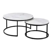 Nested Marble Coffee Table 80/60 cm Black Set of 2