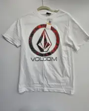 VOLCOM Men's Size S Short Sleeve Cotton T-Shirt White Logo Stone NWT AD Sicks
