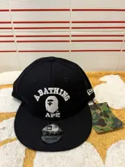 New Era A Bathing Ape Bape Ape Head College Navy Blue SnapBack Cap Hat New