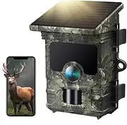 Solar Powered Trail Camera 4K 85MP - 120°PIR Range WiFi Bluetooth Game Camera - 0.1s Trigger Speed Wildlife Monitoring Camera with Night Vision, Motion Activated Hunting Camera IP66 Waterproof