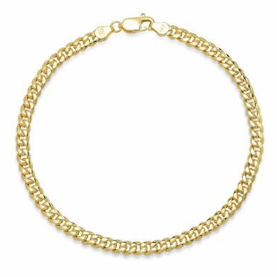 14k Yellow Gold 4.5mm Miami Cuban Link Chain Bracelet Sz 8 inch Hollow
