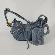 BALENCIAGA Le Cagole XS Rhinestone Denim Shoulder Bag New