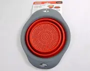 Collapsible Silicone Colander, Dexas Pop-N-Store, 6.5"/1.5Qt ~ RED & GRAY