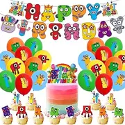 Number Birthday Party Decorations Blocks Party Supplies, Banner, Balloons, Cake Toppers Cupcake Toppers Cake Decorations