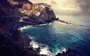 Landscape sea manarola italy cinque terre town coast Custom Gaming Mat Desk