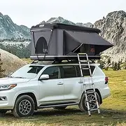 SAN HIMA Rooftop Tent - Jervis Hard Shell Roof top Tent, Made from Anti-Aging Light Tough ABS & 420D Oxford, with Telescopic Ladder, Built-in LED Lights, Cloud Foam Mattress