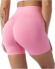 Womens Yoga Gym Shorts Elastic High Waist Athletic Shorts 2025 Summer Stretchy Volleyball Biker Shorts with Pockets