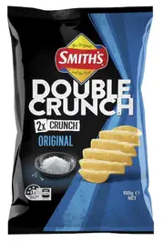 2 x Smiths Double Crunch Original Potato Chips Pack 150g