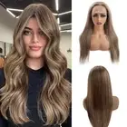 22 Inch Ombre Lace Front Wig Human Hair 13x4 Straight Highlight Light Brown t...
