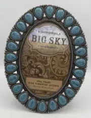 Big Sky Picture Frame Turquoise Metal Accents Oval