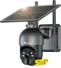 5MP Solar Security Camera Outdoor Wireless, 6W Solar Panel, Sound-Light Alarm, P