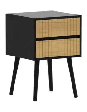 [OOS Living] Oslo Bedside Table with 2 Drawer in Black/Natural