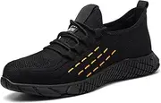 [JiuQing] Steel Toe Shoes Lightweight Safety Shoes for Men Breathable Industrial Construction Work Sneaker