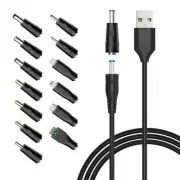 5V Universal DC Power Cable, USB to DC Charging Cord with 13pcs Adapter Plugs...