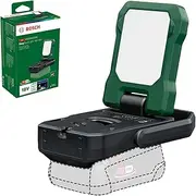 Bosch 18V Cordless Battery-Powered LED Camping Lamp and Power Bank, USB-C Connection, Without Battery, Warm/Cold White Light, 3 Brightness Levels, Foldable/Rotatable Lamp Head (EasySpotLight 18V-400)