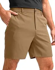 [G Gradual] Men's Casual Shorts 7" Lightweight Golf Shorts for Men Stretch with 3 Pockets Quick Dry Breathable Work Shorts
