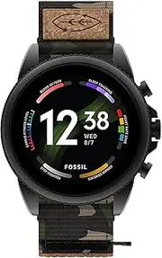 [FOSSIL] Gen 6 44mm Touchscreen Smart Watch for Men with Alexa Built-in, Fitness Tracker, Activity Tracker, Sleep Tracker, GPS, Speaker, Music Control, Smartphone Notifications, Black/Camo, Modern