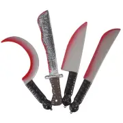 4 Pcs Bloody Cleaver Knife Props Halloween Prank Fake