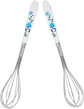MOTHNUR Manual Egg Beater Ceramic Handle 2 Pcs Milk Egg Whisks for Mixing Whisking Beating Frothing Stirring