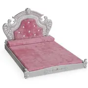 Baroque Pet Sofa with Velvet & Headboard(Pink)