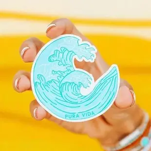 Pura Vida 美國手工 Crashing Waves Sticker 海浪造型貼紙 無 藍色