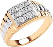 [Old English Jewellers] 9ct Yellow Gold on Silver Real Diamond Men's Rolex Ring size N - Z+2