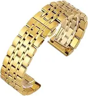 [KLXBXMYPK] Stainless Steel Watch Strap 16mm 18mm 20mm 22mm 24mm Suitable for Smart Watch Quartz Watch Unisex Replacement Watch Strap Bracelet Accessories(Gold,21mm)