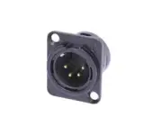 Neutrik NC4MD-L-B-1 4-Pin XLR Male Chassis Connector, Black/Gold