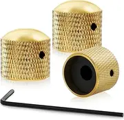SVNXI 3PCS Gold Guitar Knobs, Dome Knobs with Wrench, Iron Alloy, 19mm x 18mm, Ideal for Fender Strat Telecaster Gibson Les Paul Guitar Bass Accessories (3 Gold)