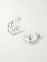 [Pacharee] Pacharee - Prado Medium White Gold-plated Silver Crystal Earrings - One size One size Silver