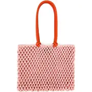 Clare V. Sandy Woven Market Tote in Blush W/Bright Poppy Straps at Nordstrom One Size