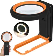 30X 40X Magnifying Glass with Light and Stand, Foldable Handheld Magnifier